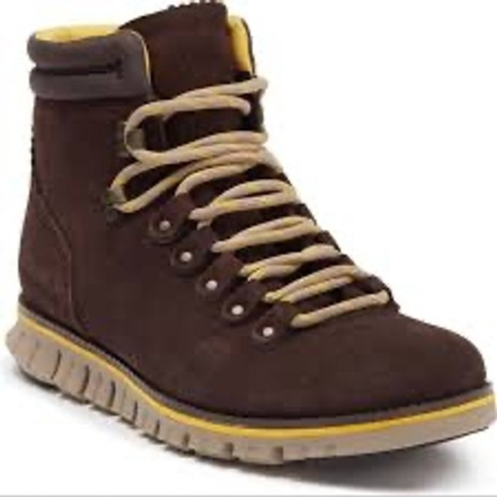 Cole Haan Zerogrand Hiker‎ Boots Brown Suede Yellow C31523 Mens 11.5